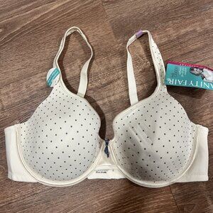 NWT Vanity Fair Illumination Underwire Bra 75335  38D  Ivory Purple Polkadots